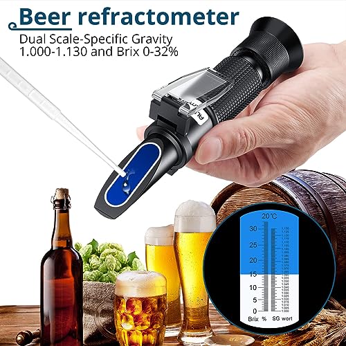 Miniatura 2 de Allmeter Refractómetro Brix 0-32 Sg 1,000-1,130 Para Cerveza De Mosto, Refractómetro Portátil De Mano Con Doble Escala Con Atc Con Instruccion