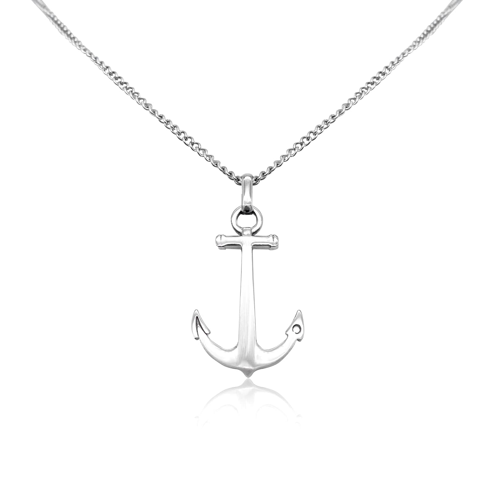 Men's Necklace in Stainless Steel 316 with Nautical Anchor Stainless Steel Size 65, Navy, 60+5cm