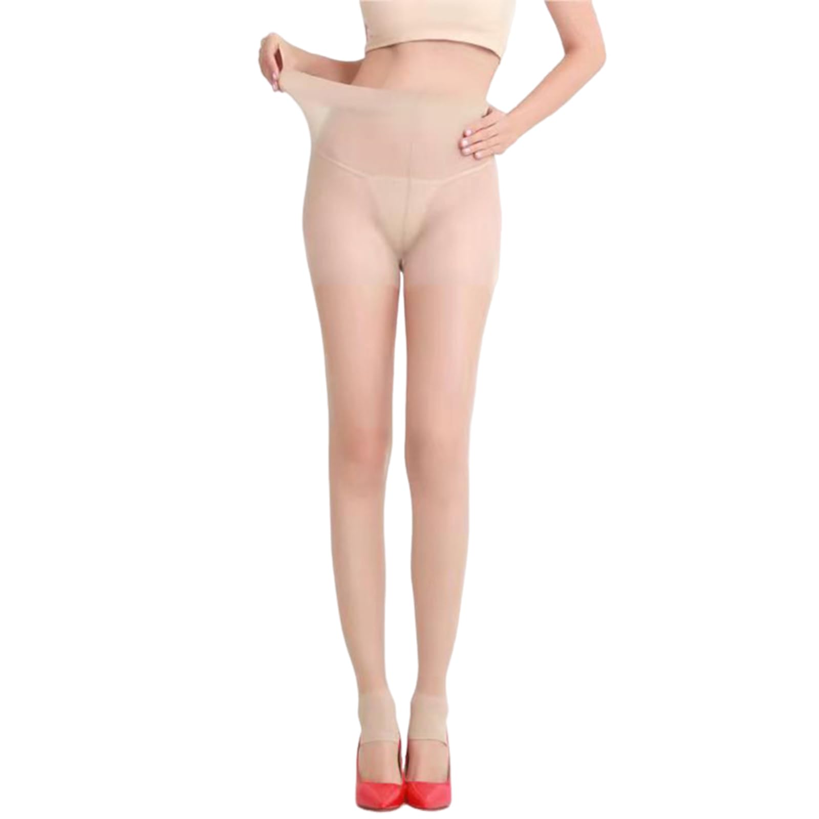 Maxtonser Women Thin See Through Footless Tights Sheer Silk Pantyhose Control Top Color Dance Leggings
