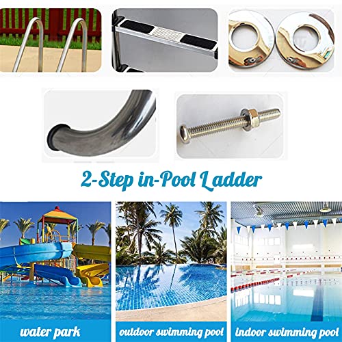 Escalera para piscina con barandilla acero inoxidable 2 peldaños miniatura 7