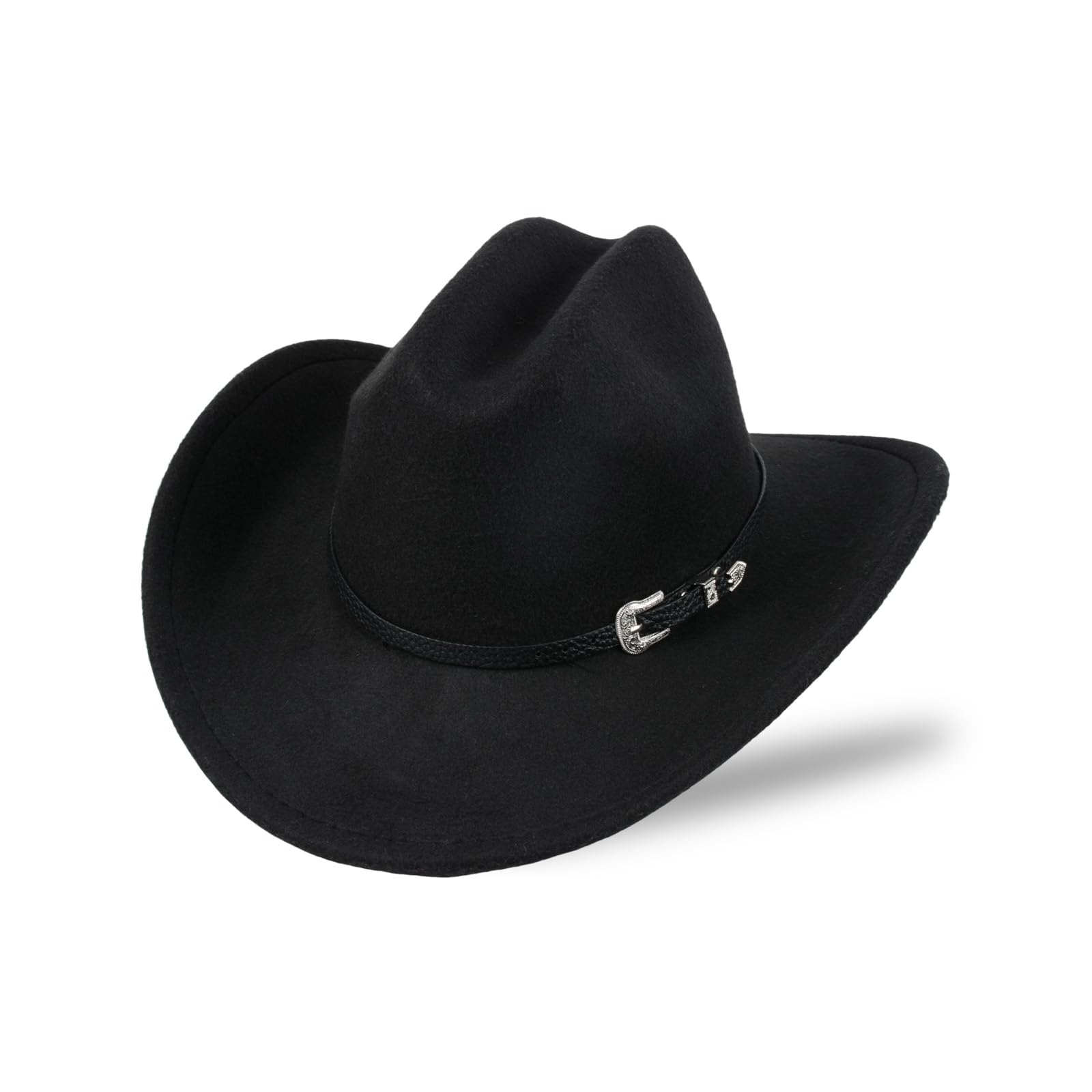 Cowboy Hut Wide Brim Fedora mit Band für Männer Frauen,Klassische Cowgirl Panama Hüte für Outdoor Fancy Kleid Kostüm,Schwarz