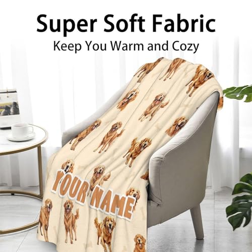 Custom Golden Retriever Blanket for for Baby - 30x40 Inches Lap Size - Soft Fluffy Cozy Blankets Gift - Beige Cute Blanket for Couch, Work
