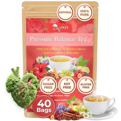 Upgraded Pressure Balance Herbal Tea - 40 Tea Bags, 3.5 oz | Heart Functional Tea | Blend of 9...