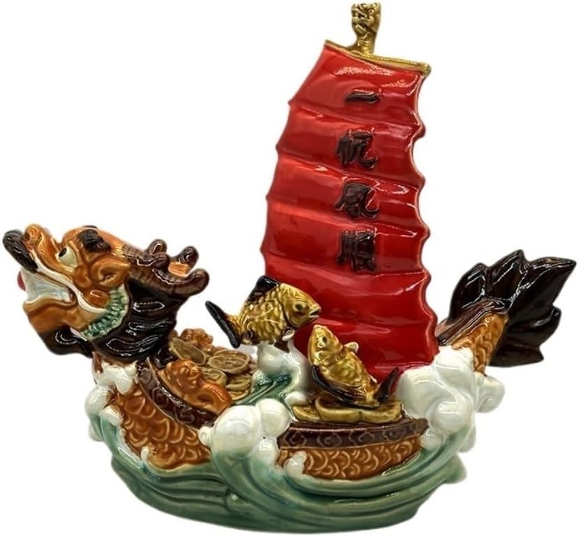 Desktop Decoration Chinese Style Sailing Ship Office Ornaments Living Room Ceramic Crafts Home Display Cabinet Ornaments Desktop Decor for Office