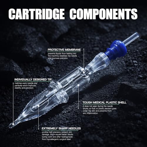 Image of Dragonhawk Classic C1 1003RL Tattoo Needle Cartridges | 20 Clear Round Liners, Individually Sealed, Fine Lining and Detailed Outlines for Beginners and Artists