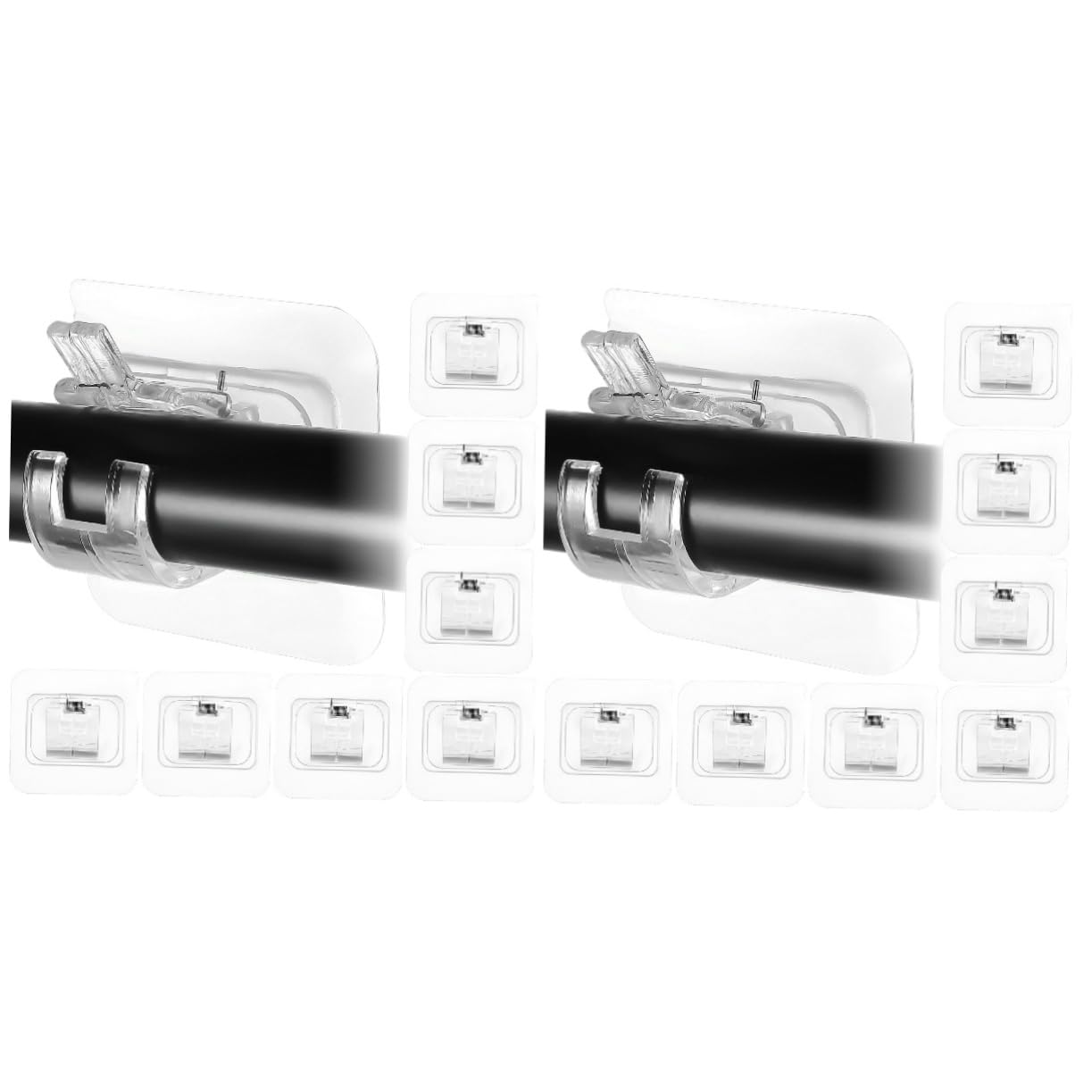 Lot de 20 supports de tringle à rideaux auto-adhésifs sans perçage, faciles à installer, clips de plafond et crochets pour décoration d'intérieur, adhésif puissant, accessoires de rideaux élégants