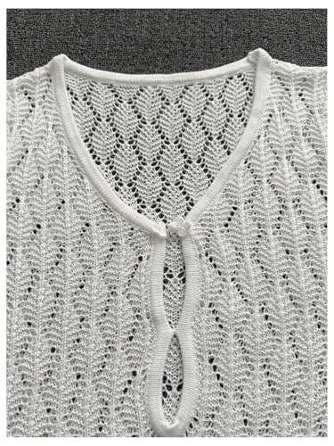 GORGLITTER Women's Crochet Bikini Cover Up Dress Cut Out Long Sleeve Beach Bathing Suit Swimsuit Outfits3