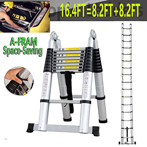 16.4 Feet Telescoping Ladder A-Type Extension Multi Purpose Step Ladders,Max Capacity Loading 150kg/330lb
