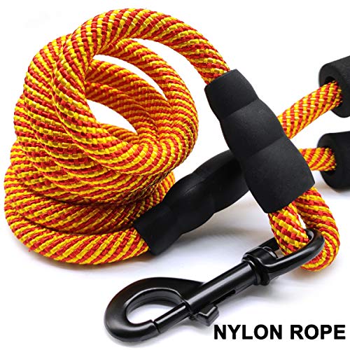 Maypaw Heavy Duty Rope Dog Leash, 3/4/5/6/7/8/10/12/15 Ft Nylon Pet Leash, Soft Padded Handle Thick Lead Leash For Large Medium Dogs Small Puppy #TOP3