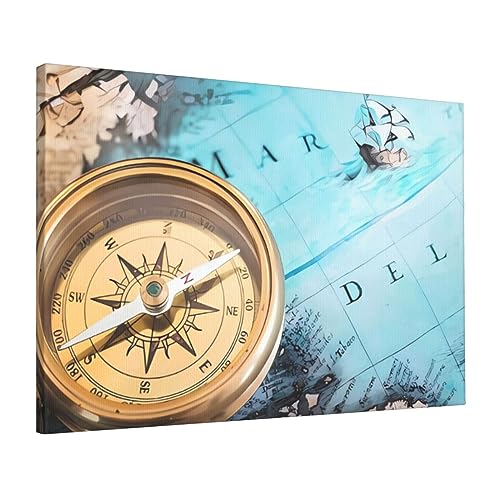 Toile murale ancienne boussole pour habiller un mur vide sans cadre