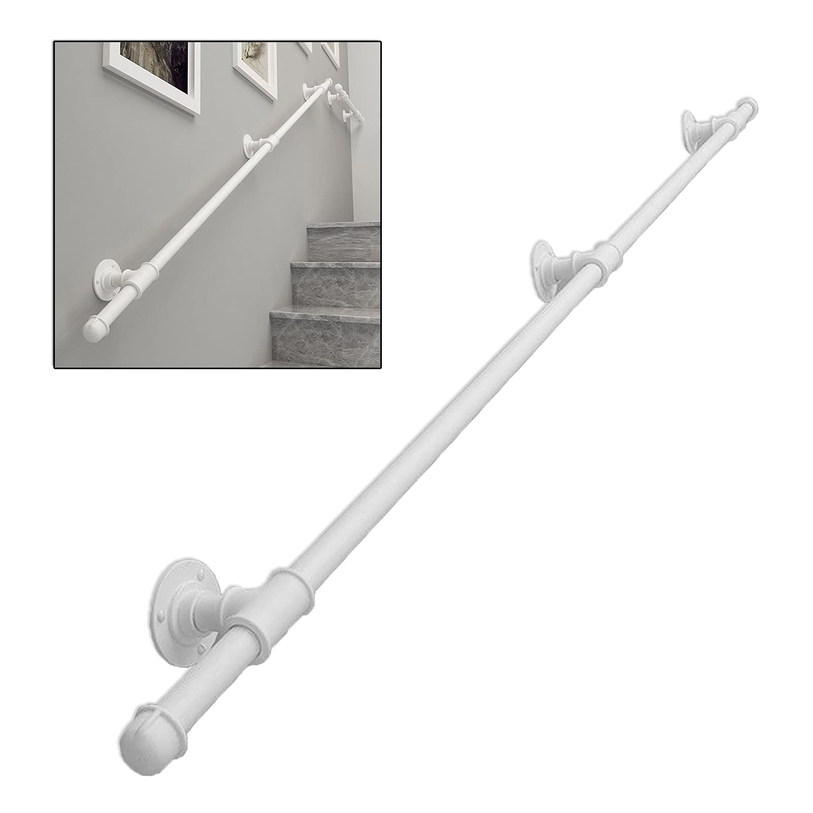 Barre d'appui extérieure contre les chutes sur escalier en fer blanc