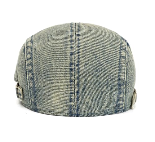 Image of Cotton Newsboy Cap,Breathable Ivy Gatsby Cabbie Beret Hat for Men's Women Driving Hunting Golf (Retro Denim Green)