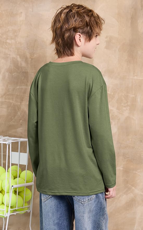 ZDC Kids Boys Long Sleeve T Shirts Crewneck Tops Fashion Basic Tee Clothes 5-14 Years - Image 2