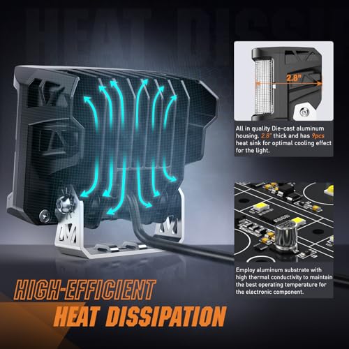 Image of Nilight Side Shooter LED Light Pods with Amber DRL 4 Inch 26 W Spot Flood Combo LED Cubes Light w / 16AWG Wiring Kit for Offroad Driving Fog Light Auxiliary Light on Truck ATV UTV