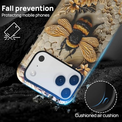 Compatible with iPhone 18 Pro Max iPhone 17 Pro Max Case - Dual-Layer Protection, Hard Shell with Silicone Interior,Scratch Resistant Shockproof - Bumblebee Sunflower Honeycomb by Generic - Used condition - Image 5