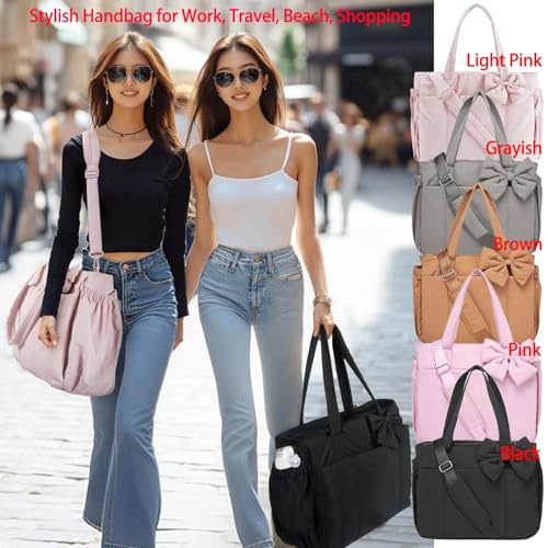 Luvy Bag, Light Weight Crush Bow Tote Bags for Women, Fashion Puffy Shoulder Handbag for Work, Travel, Beach, Shopping3