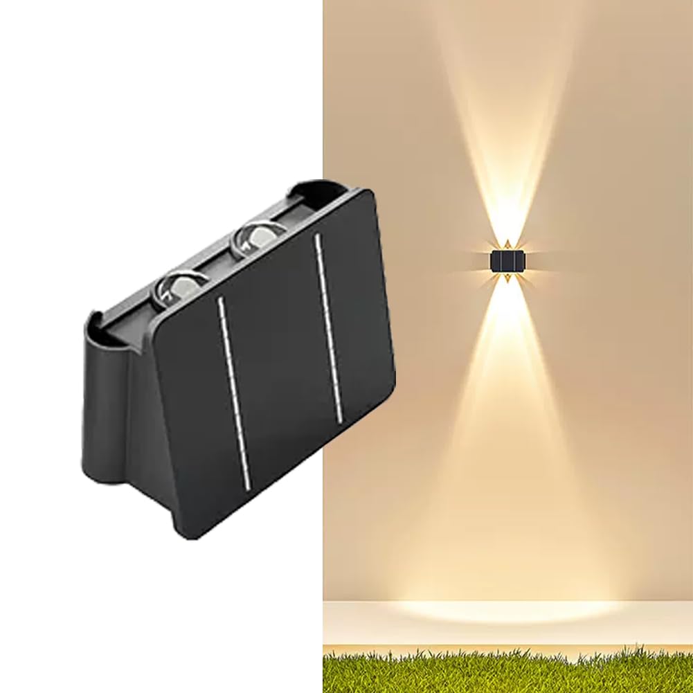HAOYISHU Solar Lights Decorative Up Down Outdoor Wall Sconce Light Flood Lights Dusk to Dawn Outdoor Lighting Fixture Bright Deck Lights Outdoor Waterproof Fence Solar Lamp for Post Patio Yard Porch