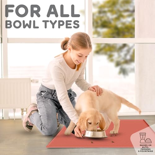 image for PetHappily Dog Food Mat - Raised Edges Dogs Mat for Food and Water Pre