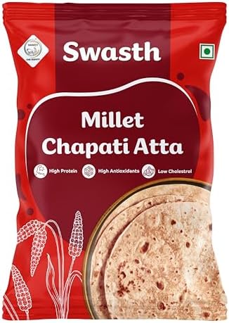 Swasth Millet Chapati Atta (flour) Made With 55% Millets Rich In Dietary Fiber,Low Carbohydrates,Atta Contains Low Glycemic Index|High Protein,Helps To Control Sugar Levels.