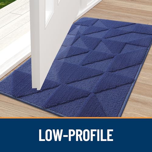 Image of OLANLY Door Mats Indoor, Non-Slip, Absorbent, Dirt Resist, Entrance Washable Mat, Low-Profile Inside Entry Doormat for Entryway (59x20 inches, Navy)