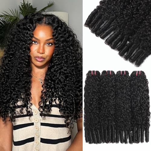 Menalue Burmese Curly Bundles Raw Human Hair Bundles 20 22 24 26 Inch 100% Unprocessed Real Human Hair 3C4A Burmese Curly Bundles with Spiral End Full and Thick Sew In for Black Women Natural Color