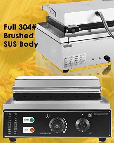 Moongiantgo Commercial Corn Dog Waffle Maker Machine 6 Pcs 1550W Hot Dog Cheese Stick Press Iron, 50-300℃ Temp Control, 5-Min Timer French Muffin Cooker 110V #TOP4