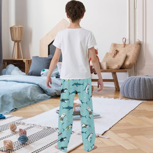 Boy's Pants Shark Ocean Animal Rock Jogger Pants Elastic Waist Long Bottoms Trousers with Pockets 6-14 Years3