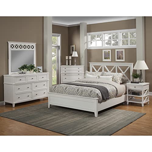 Alpine Furniture Potter 1 Drawer Wood Nightstand With 2 Shelves In White #TOP11