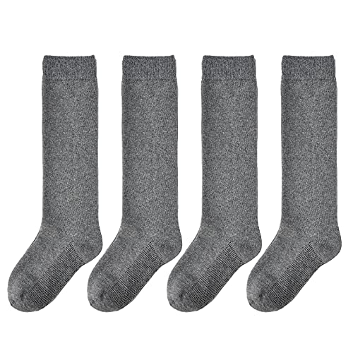 EPEIUS Girls Knee High Seamless Cotton School Uniform Knee Socks - Plain/Cable Kids Boy Over the Calf Socks