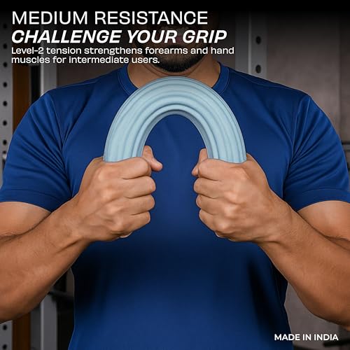 Image of NIVIA Power-Bar For Men and Women, Latex-Free Resistance Grip Trainer, Arm and Functional Strength Training (Level - 2, Blue)