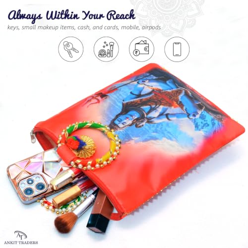 Image of Women Potli Bags Pack of 24 | Shivji Printed Gifting Potli with Zip & Bangle Handle | Traditional Shagun Return Gifts