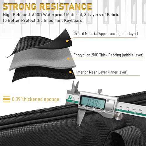 Image of 49 Key Keyboard Case, Portable Keyboard Piano Waterproof 600D Oxford Cloth with Adjustable Straps, Key Keyboard Gig Bag Case 31.1 inchx3.9 inchx10.2 inch