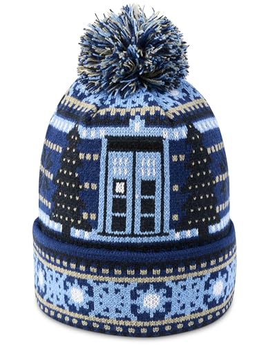 Doctor Who Gorro de Navidad de Tardis y Daleks - Gorro de Punto
