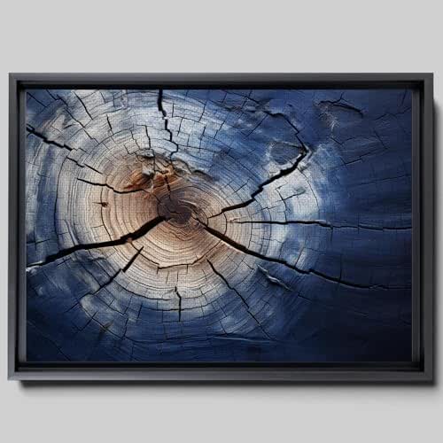 Canvas Wall Art, Navy Blue Wood Tree Ring Art Prints, Wood