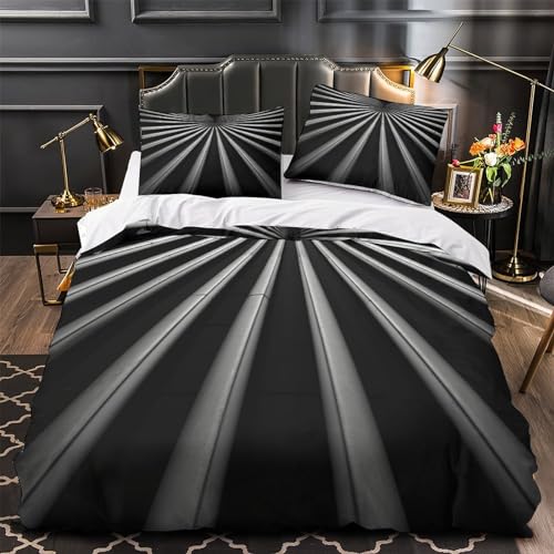 Parure de lit 220x240 housse couette 3D polycoton gris IOFEER - 4