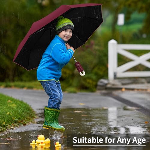 Image of Zemic UV Reversible Umbrella with Novelty Carabiner Handle, Travel-Friendly Umbrellas for Sun & Rain Protection, Windproof Compact, Automatic Open /Close, 8 Dual Ribs, Portable Umbrella for Men and Women