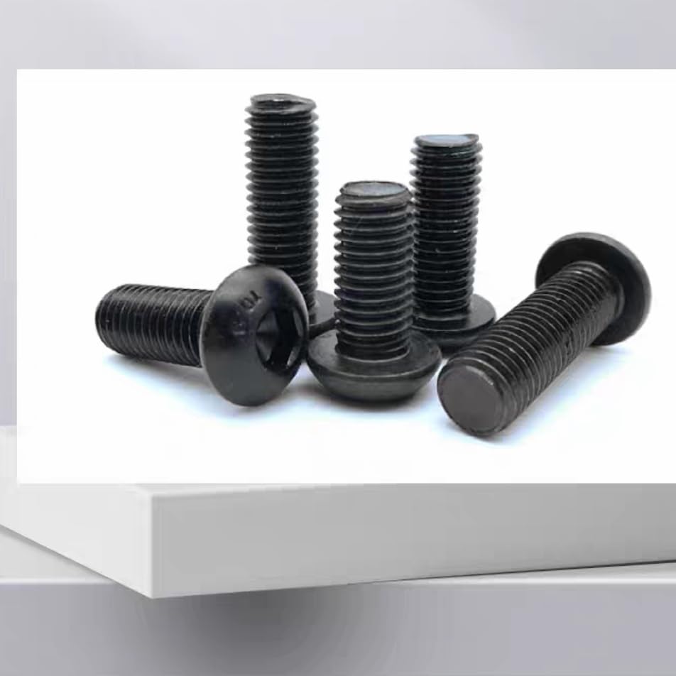 50 tornillos M3 x 40 negros, tornillos de cabeza alomada, tornillos de cabeza redonda con hexágono interior ISO 7380, rosca completa, con cierre hexagonal interior