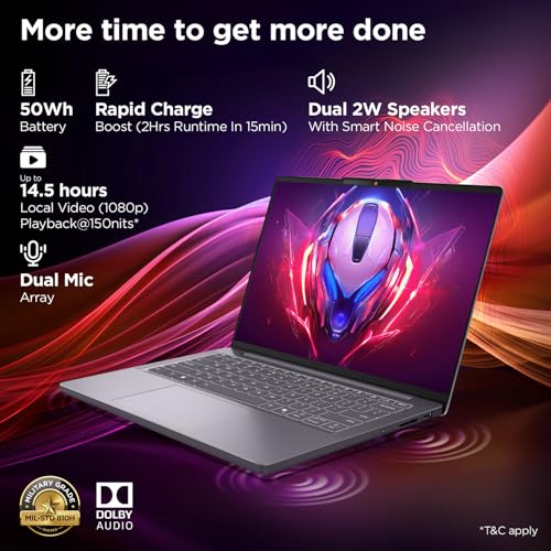 Image of Lenovo IdeaPad Slim 3, 13th Gen Intel Core i5-13420H, 16GB RAM, 512GB SSD, WUXGA IPS, 14 inch /36.8cm, Windows 11, Office Home 2024, Grey, 1.4Kg, Backlit Keyboard, 1Yr ADP Free, 83K00034IN, Laptop