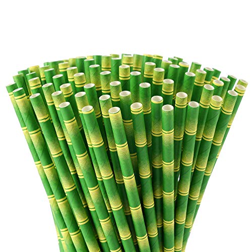 bamboo print paper straws