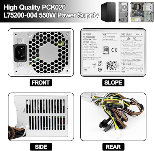 Alimentatore PCK026 550W migliorato Compatibile con gli alimentatori HP Z2 Z1 EliteDesk 800 880 G4 G5 G6, sostituisce L75200-004, L75200-001, L77487-001, L76557-001, PA-51, PA-5551, -1HA e PA-5501-2 - Alimentatore - Immagine 5