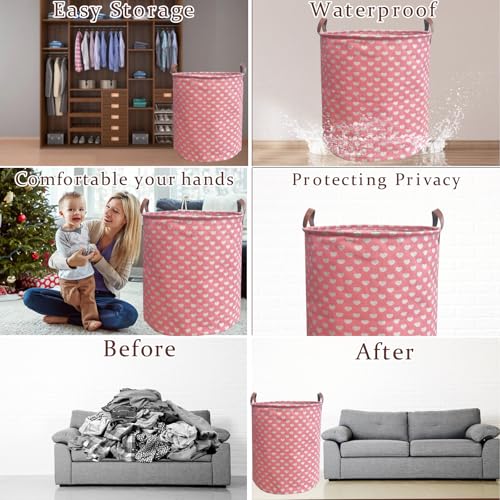 Image of Waterproof Laundry Hamper Collapsible Laundry Basket Leather Handle Laundry Bag Large Clothes Storage Toy Organization for Bathroom Bedroom Laundryroom College Dorms (Laundry Basket-002)