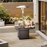 RTDTD Patio Heater for Outdoor Use with Square Table, Stainless Steel Burner & Aluminum Reflector Outdoor Propane Heater with CSA Certification