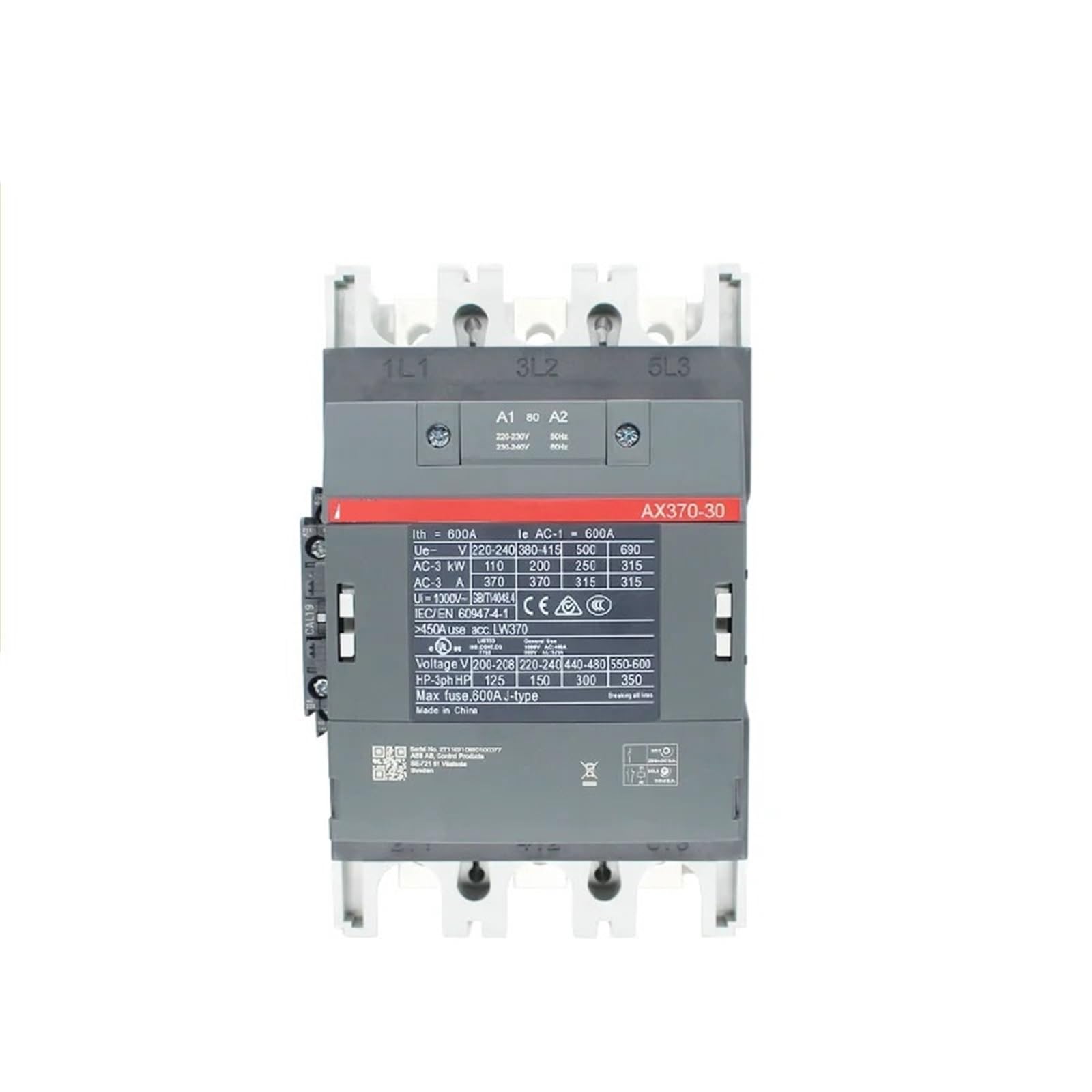 COSZWQDP 3-ploe Contactors AX Series 1NC & 1NO 50HZ/60HZ 24V~440V 370A AX370-30-11 1Pcs(Ax370-30-11 380v)