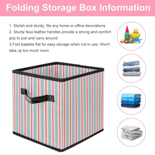 Boîte de rangement pliable en tissu à rayures pour optimiser vos placards - 4