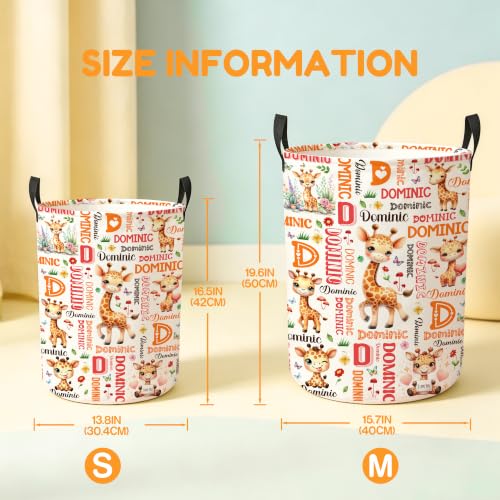 Image of Custom Giraffe Laundry Hamper, Personalized Laundry Basket with Name, Customized Dirty Clothes Basket for Clothes Toy Bathroom Bedroom Storage,S-16.5 inchX 13.8 inch