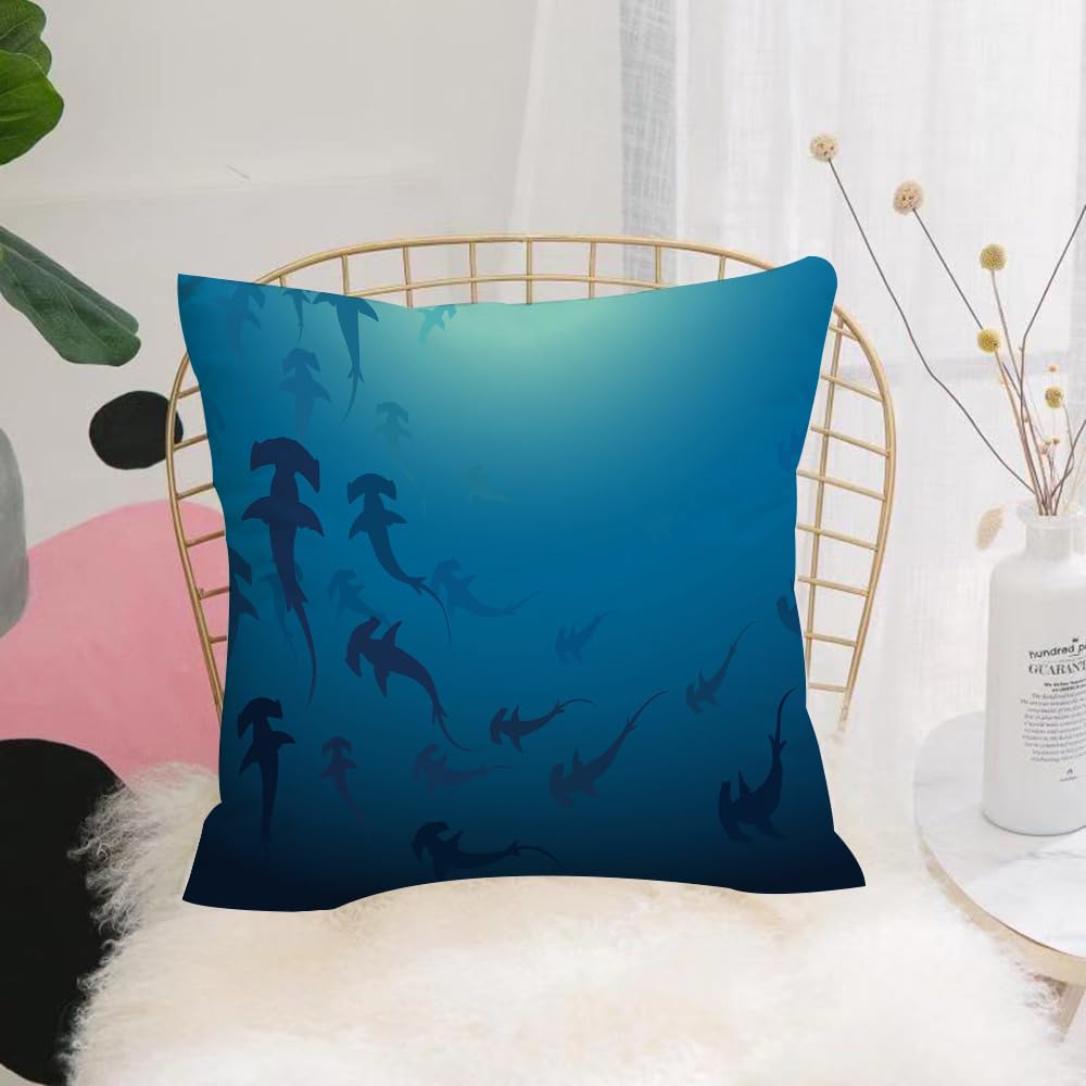 HYOSXW Cushion Cover,Throw Pillow Case Home Decorative for Living Room Bedroom Sofa Chair 16X16 Inch,Blue background with the theme of the depth of the sea.,Pillowcase 40X40cm