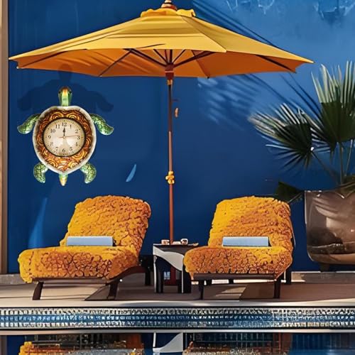 Horloge murale tortue bleu sarcelle décorative TXYS pour la maison - 6
