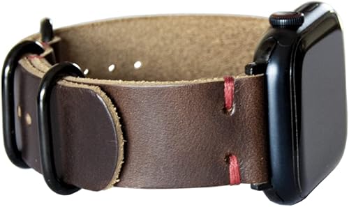 Distressed Leather Watch Band Compatible Apple Watch with 38mm 40mm 41mm 42mm 44mm 45mm 49mm, Replacement Vintage Retro NATO Strap for iWatch Ultra