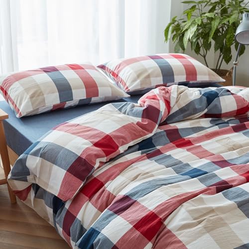 Nesture Bettwäsche 135x200 Baumwolle Kariert Bunt - Bettwäsche-Sets...