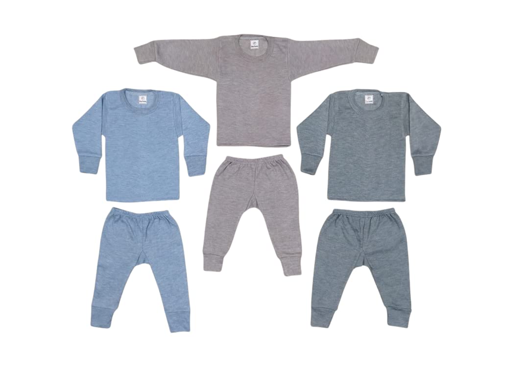 Ajay-Hosiery Unisex Body Warmer Soft Fabric Milanche Thermal Round Neck Top with Bottom Rib Combo Pack of 3 Baby Boy & Girl Winter Wear Keep Warm Baby.